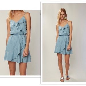 Express Ruffle Sleeveless Dress in Olive Green, Size Medium